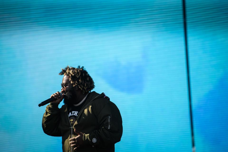 Bas performs at the Dreamville Festival on Sunday, April 3, 2022.
