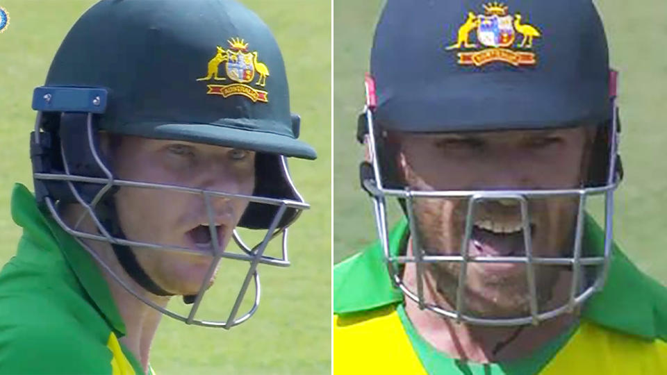 Aaron Finch and Steve Smith, pictured here in the third ODI against India.