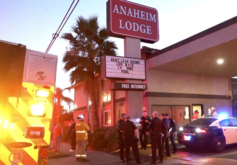 A man driving a Lexus SUV backed into the Anaheim Lodge Thursday afternoon