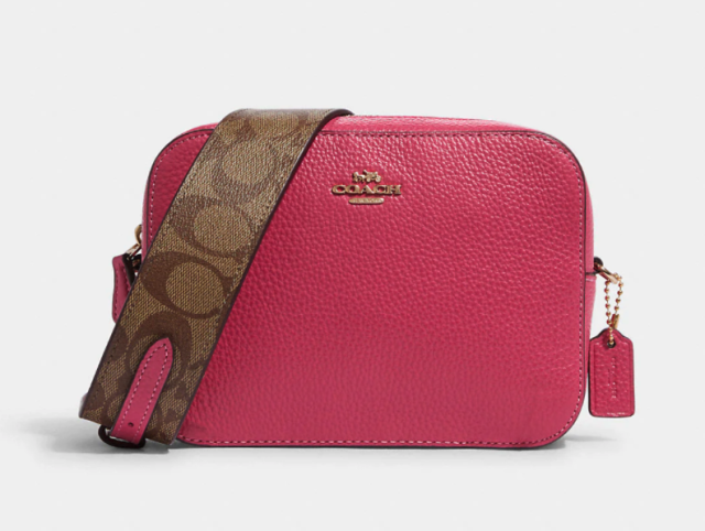 Coach Outlet Pennie Crossbody With Coin Case With Signature Canvas Detail  in Pink