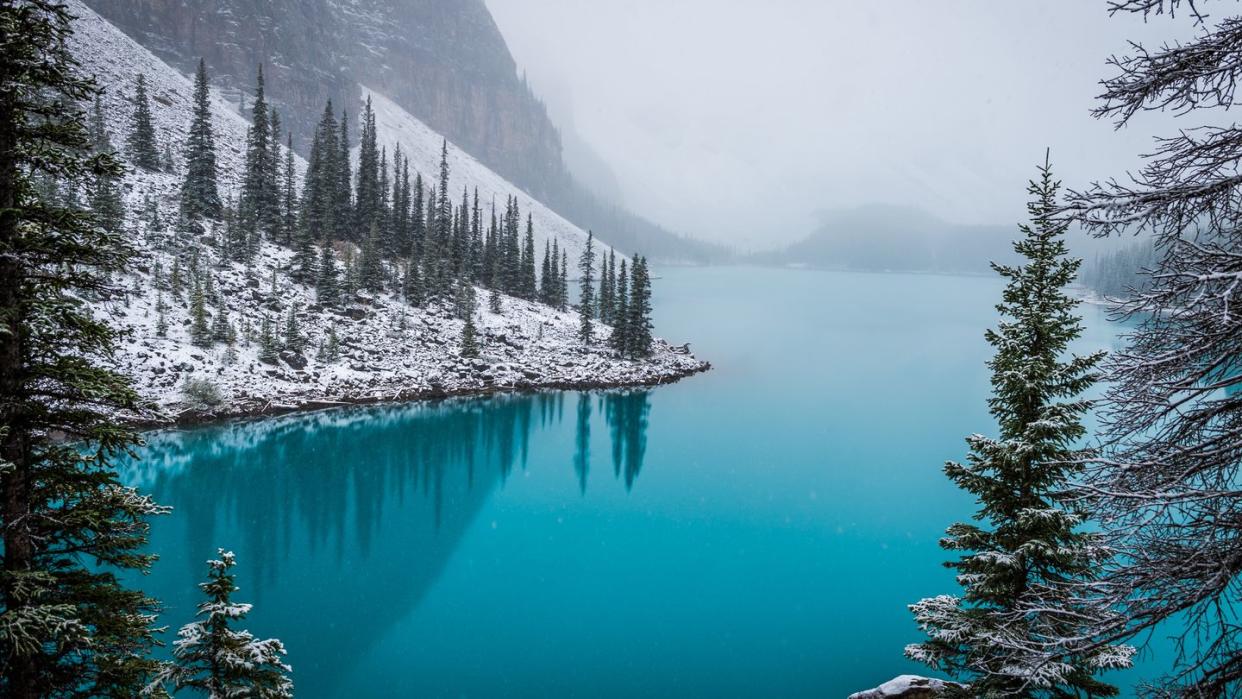 Scenic View Of Lake Against Sky During Winter