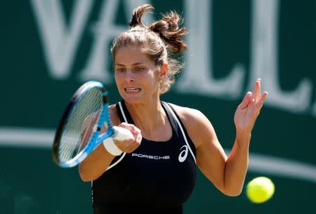 Tennis - WTA Premier - Nature Valley Classic - Edgbaston Priory Club, Birmingham, Britain - June 22, 2018 Germany’s Julia Goerges in action during her quarter final match against Czech Republic’s Petra Kvitova Action Images via Reuters/Ed Sykes