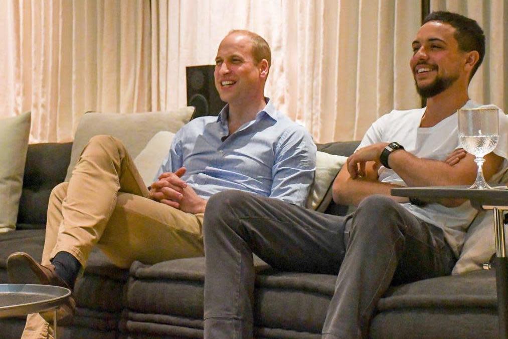 Prince William and Crown Prince Hussein kick back and watch the football: Kensington Palace