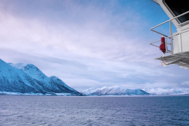 <p>Courtesy of Hurtigruten</p> Norwayâ€™s coastline on a winter sailing