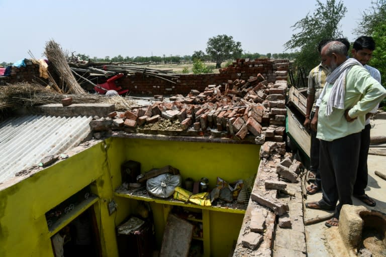 Twenty-four-year-old Sunil Kumar was killed when the ceiling collapsed in fierce winds in Kheragarh on the outskirts of Agra