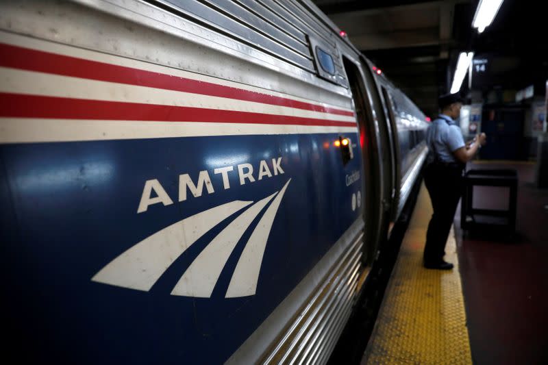 FILE PHOTO: An Amtrak passenger train sits in New York City's Pennsylvania Station