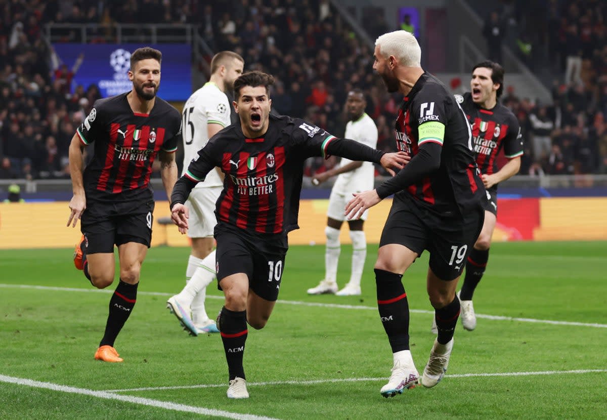 Diaz celebrates his opening goal in the seventh minute  (Getty Images)