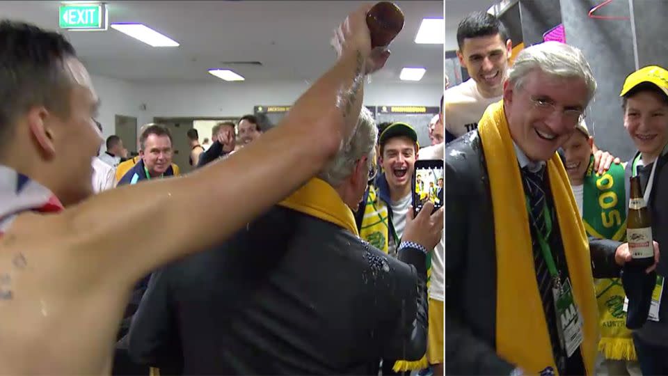 Epic celebrations followed the Socceroos World Cup qualification. Pic: Fox Sports