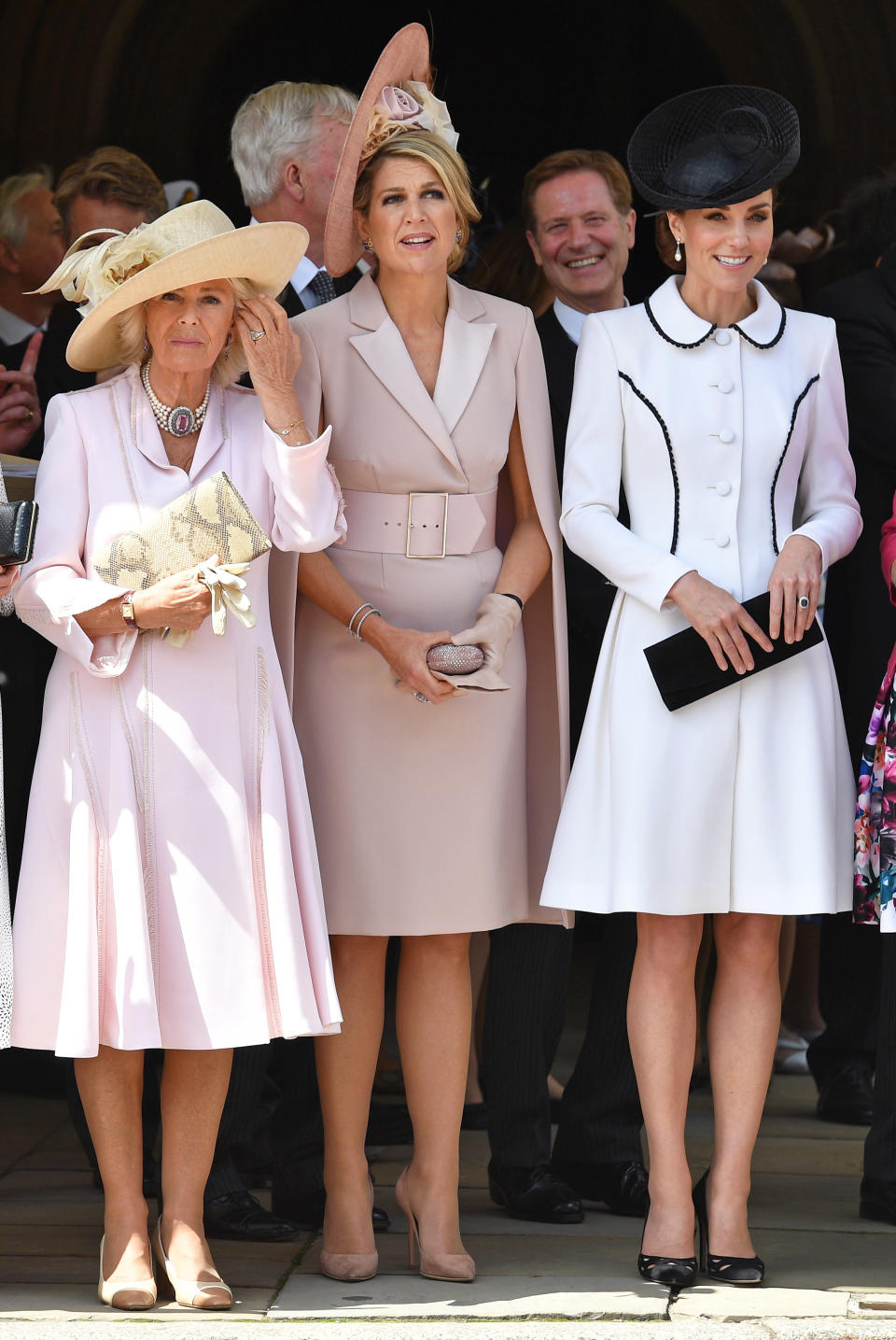 Camilla, Duchess of Cornwall, Queen Maxima of the Netherlands and Catherine, Duchess of Cambridge attend the Order of the Garter service 