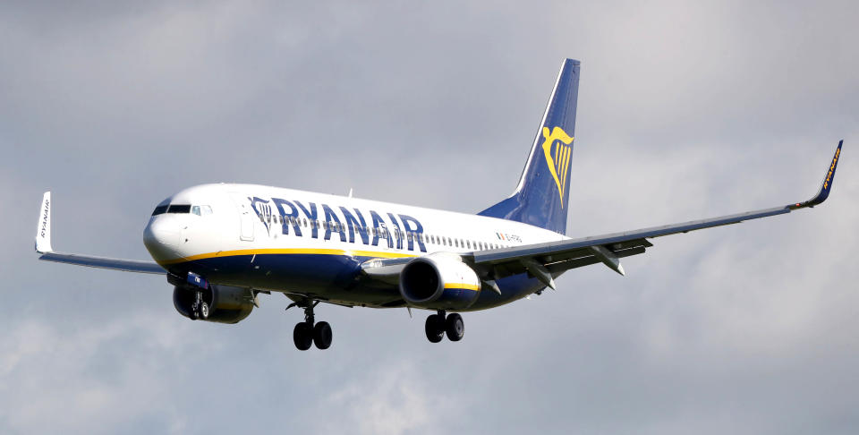 File photo dated 04/10/17 of a Ryanair plane. Ryanair has argued in Dublin's High Court that balloted strike action from some of their pilots was unlawful. The High Court in Dublin is hearing arguments from a major Irish pilots' union and Ryanair in a debate over proposed strike action.