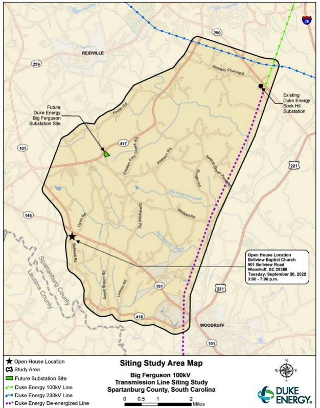 Duke Energy is proposing an electric transmission line and substation at Highway 417 and Greenpond Road in southwestern Spartanburg County.