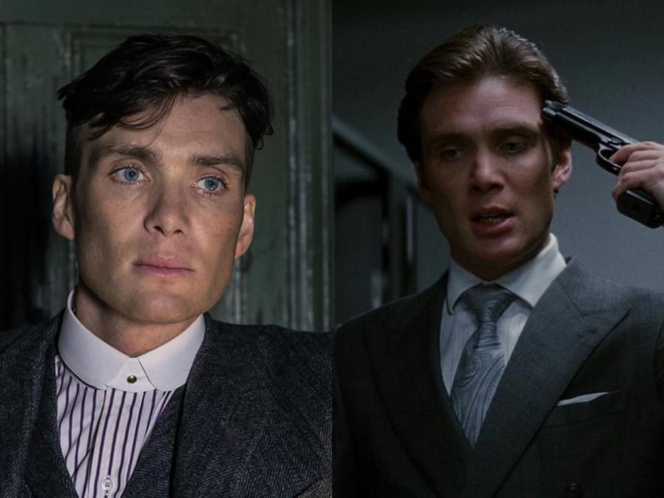 Cillian Murphy as Tommy Shelby in "Peaky Blinders" and as Robert Fischer in "Inception."
