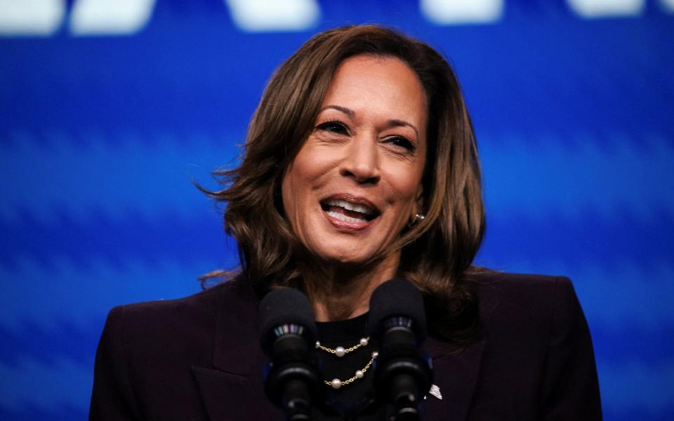 Kamala Harris delivers the keynote speech at the American Federation of Teachers' 88th national convention