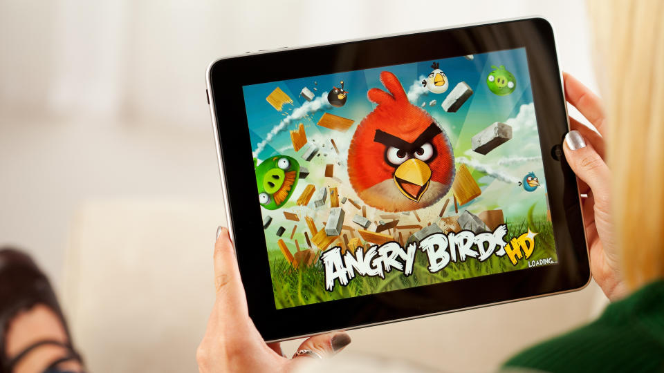 Angry Birds game app on a tablet