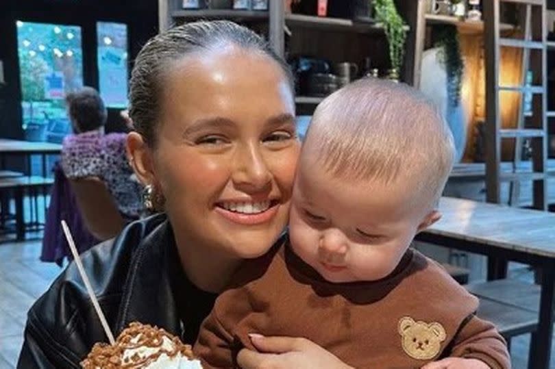 Molly-Mae Hague and daughter Bambi visit The Hollies farm shop in Little Budworth, Cheshire