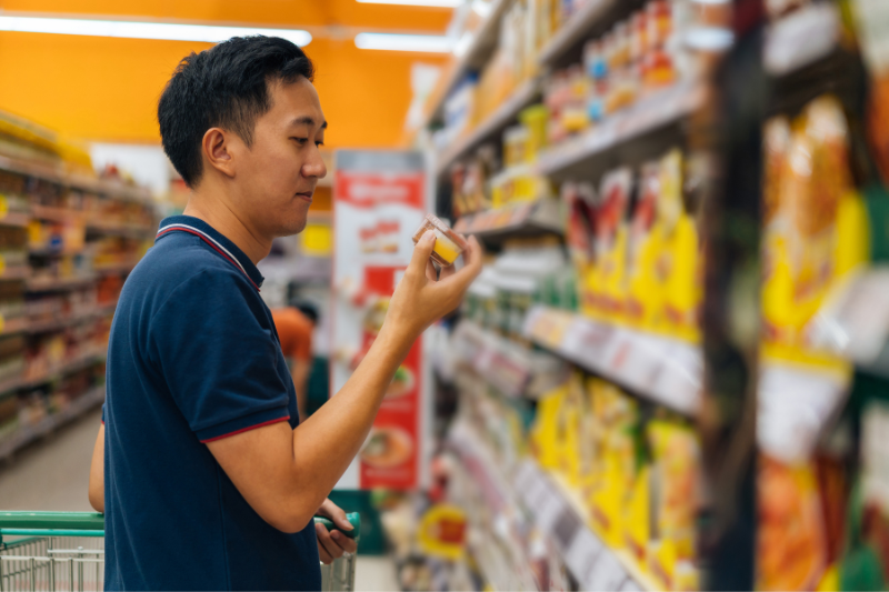 Chinese Man Buying Groceries