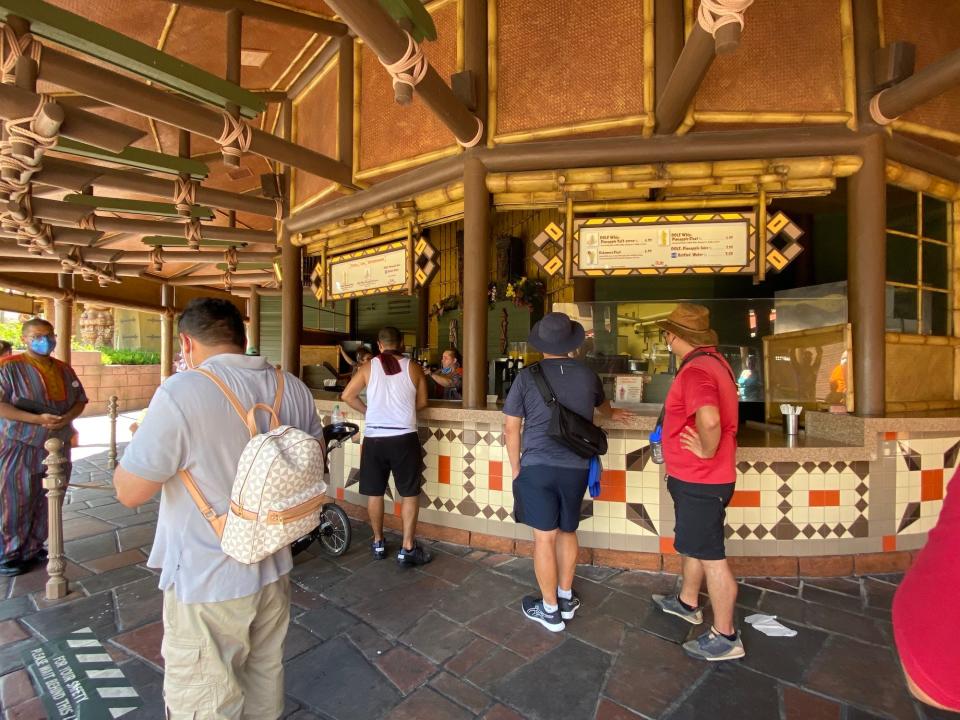The Aloha Isle food stand at Disney World's Magic Kingdom.