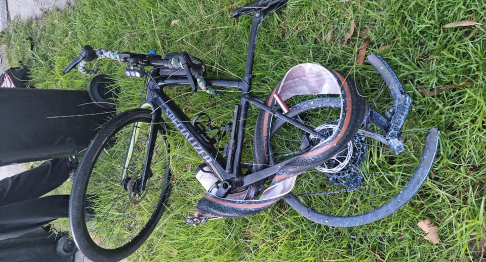 Damaged bike after hit-run on Melbourne street. 