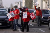 FILE PHOTO: Uber and Amazon Flex drivers protest high fuel costs in California