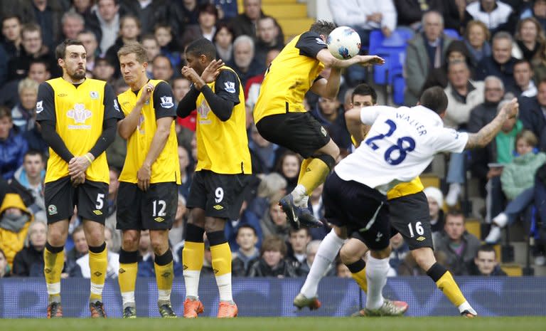 Blackburn players during a match against Tottenham Hotspur on April 29, 2012. Arsenal's Per Mertesacker insists his team will focus on Blackburn in the FA Cup, just 72 hours before German giants Bayern Munich arrive in north London for a last 16 Champions League first leg clash