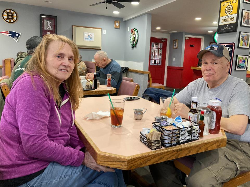 Judy and Bill Davidson of Essex sit at their table following breakfast Jan. 26, 2024 at The Dutch Mill Diner in Shelburne.