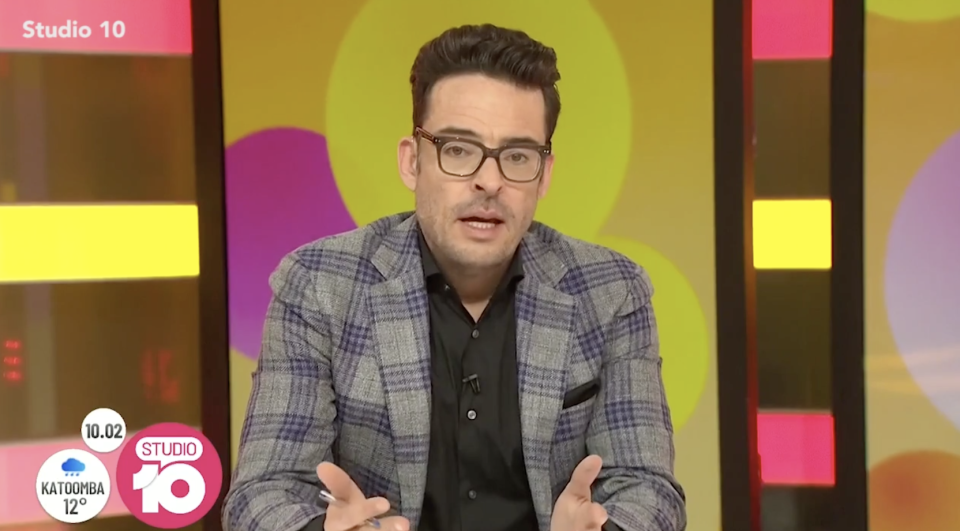 Studio 10 host Joe Hildebrand speaks to the camera about Ellen Smail's fight.