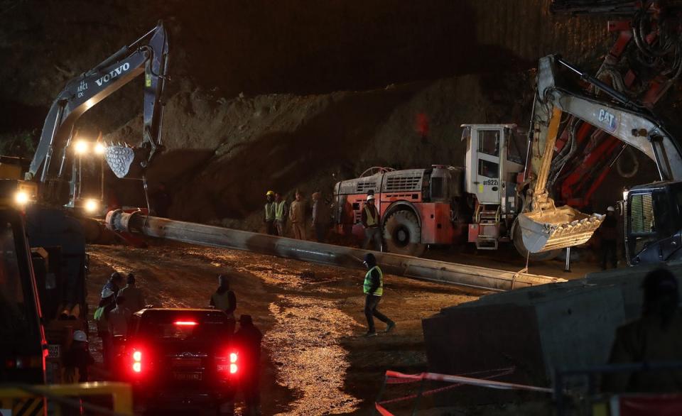 Progress was halted as an auger machine being used to drill a hole stopped working (EPA)