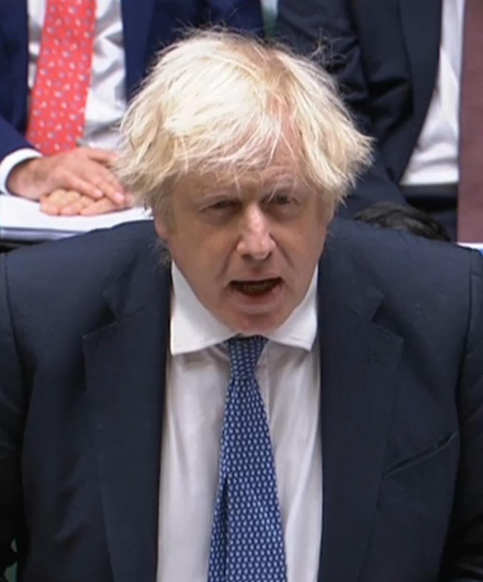 Boris Johnson speaks during Prime Minister’s Questions (House of Commons/PA) (PA Wire)