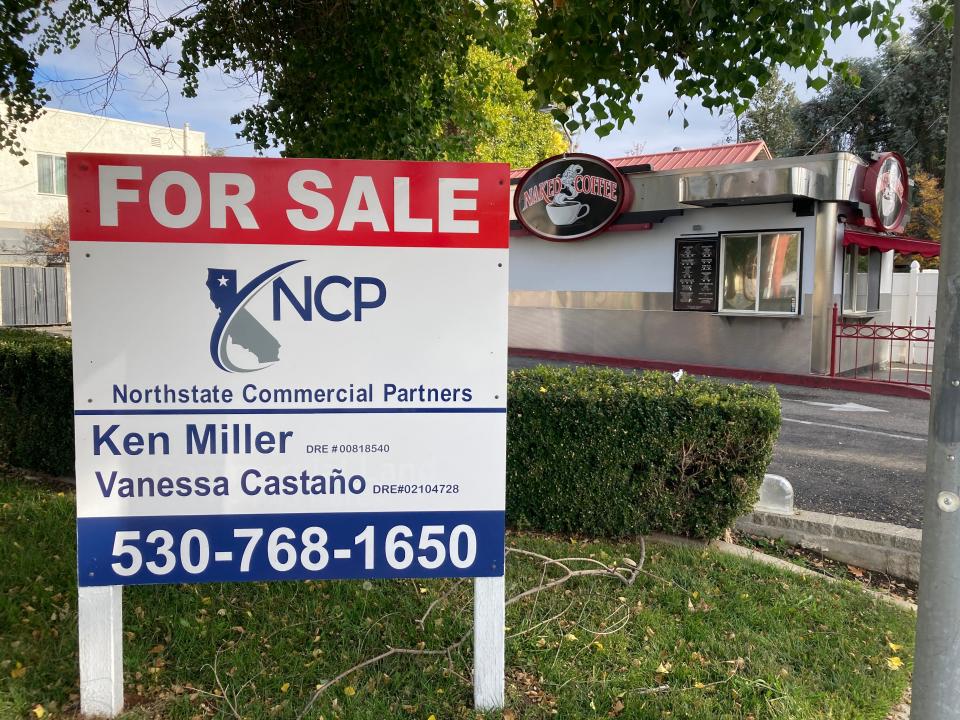 Naked Coffee, a kiosk business that opened in downtown Redding more than a decade ago, recently closed, spurring the "For Sale" sign that now dots the property at Trinity and Market streets.