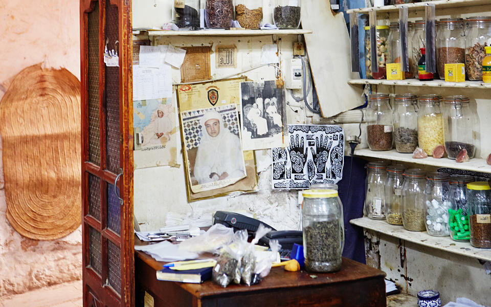 <p>The ancient pharmacy in the heart of the Fez medina is perfect for picking up loose-leaf tea, soaps, and medicinal herbs and spices.</p>