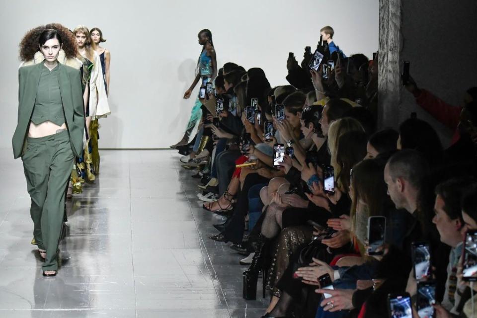 london, england february 17 a model walks the runway during the conner ives ready to wear fallwinter 2023 2024 fashion show as part of the london fashion week on february 17, 2023 in london, united kingdom photo by victor virgilegamma rapho via getty images