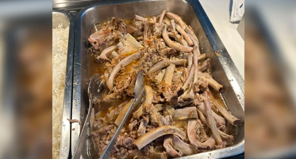 A meat dish served at a Qantas lounge