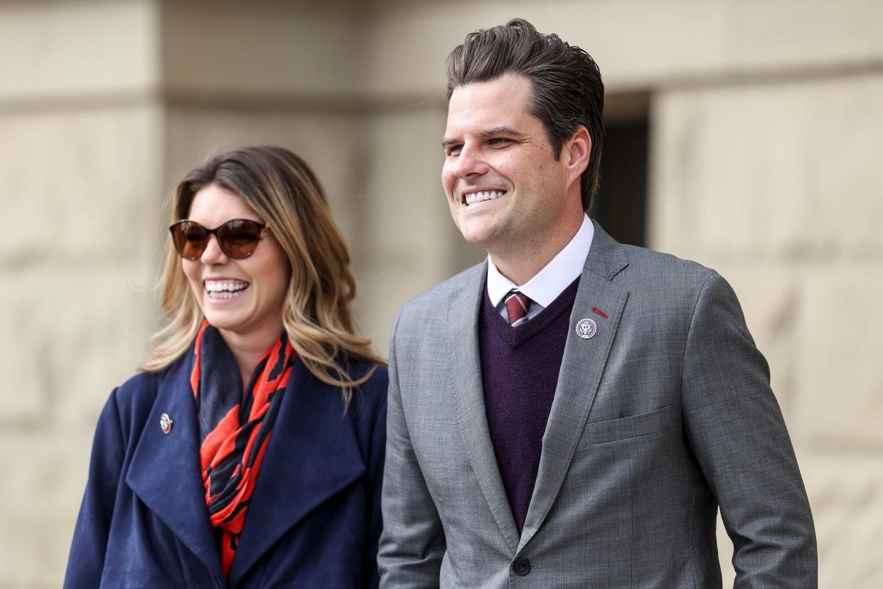 Rep. Matt Gaetz with his then-fiancee Ginger Luckey in January.