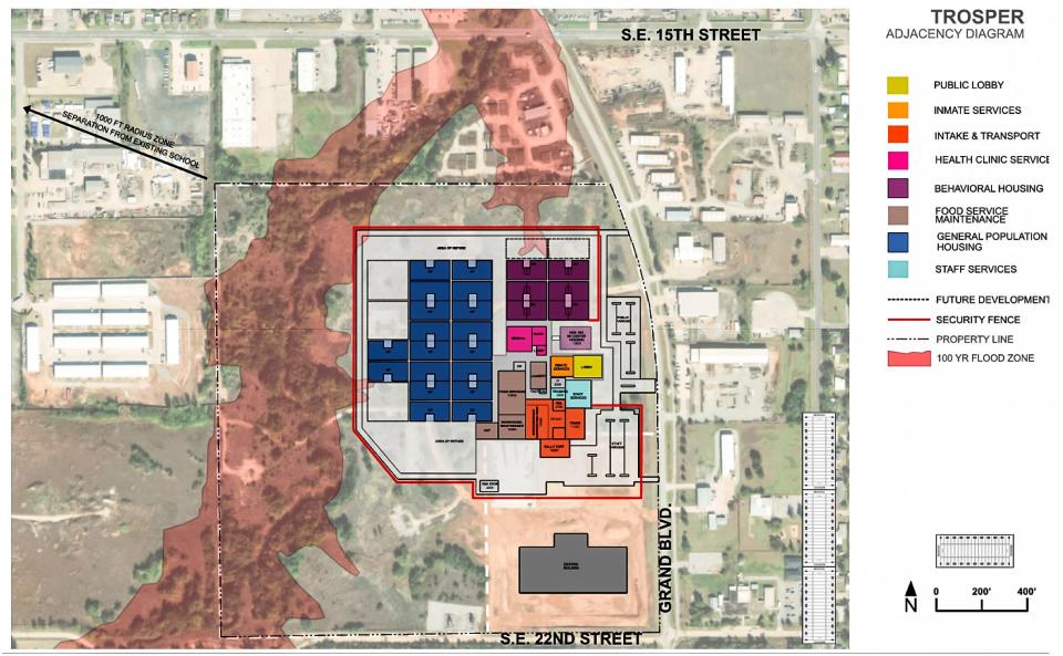 A rendering shows a potential design for a new county jail at 1901 E Grand Blvd. in Oklahoma City. Oklahoma County's Board of County Commissioners voted 2-to-1 Wednesday to pursue the land for use as the jail's new home.