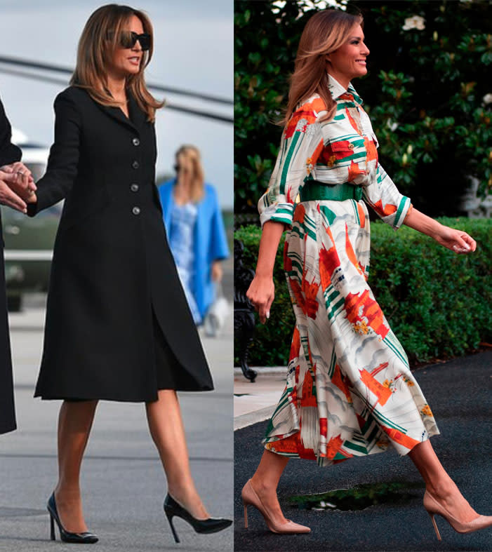 Manche Beobachter glauben, dass Melania mit der schwarzen Sonnenbrille in Wirklichkeit eine Doppelgängerin sei. Foto: Getty Images