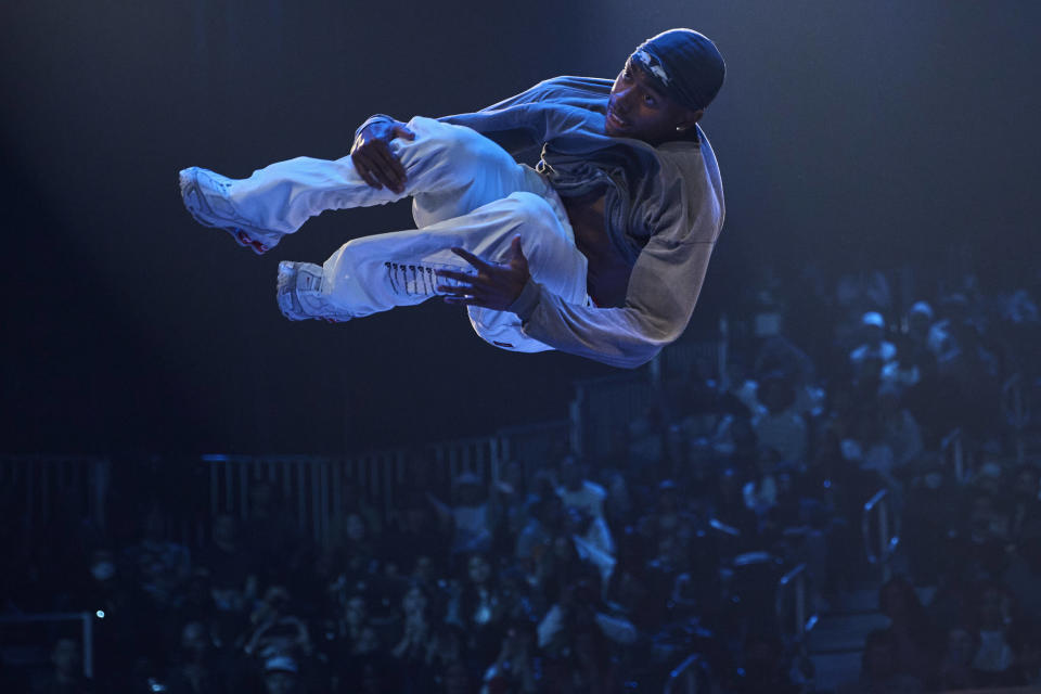 B-Boy Lee, from the Netherlands, competes in the B-boy Red Bull BC One World Final at Hammerstein Ballroom on Saturday, Nov. 12, 2022, in Manhattan, New York. The International Olympic Committee announced two years ago that breaking would become an official Olympic sport, a development that divided the breaking community between those excited for the larger platform and those concerned about the art form’s purity. (AP Photo/Andres Kudacki)