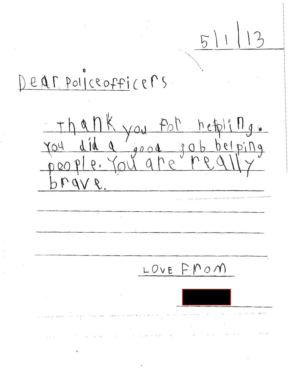 In the aftermath of April's Boston Marathon bombings, elementary students at the Lincoln School in Brookline, Mass., reached out to local law enforcement to thank them for the incredible job they'd done protecting their city.