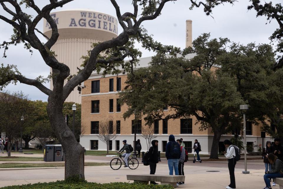 Students walk to class on the Texas A&M University campus in College Station on Nov. 15, 2022.
