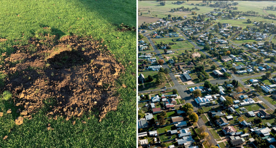 The holes in the Aussie town's oval.