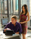 Aimee Garcia as Jamie Batista and Desmond Harrington as Joey Quinn in the "Dexter" Season 8 episode, "Dress Code."