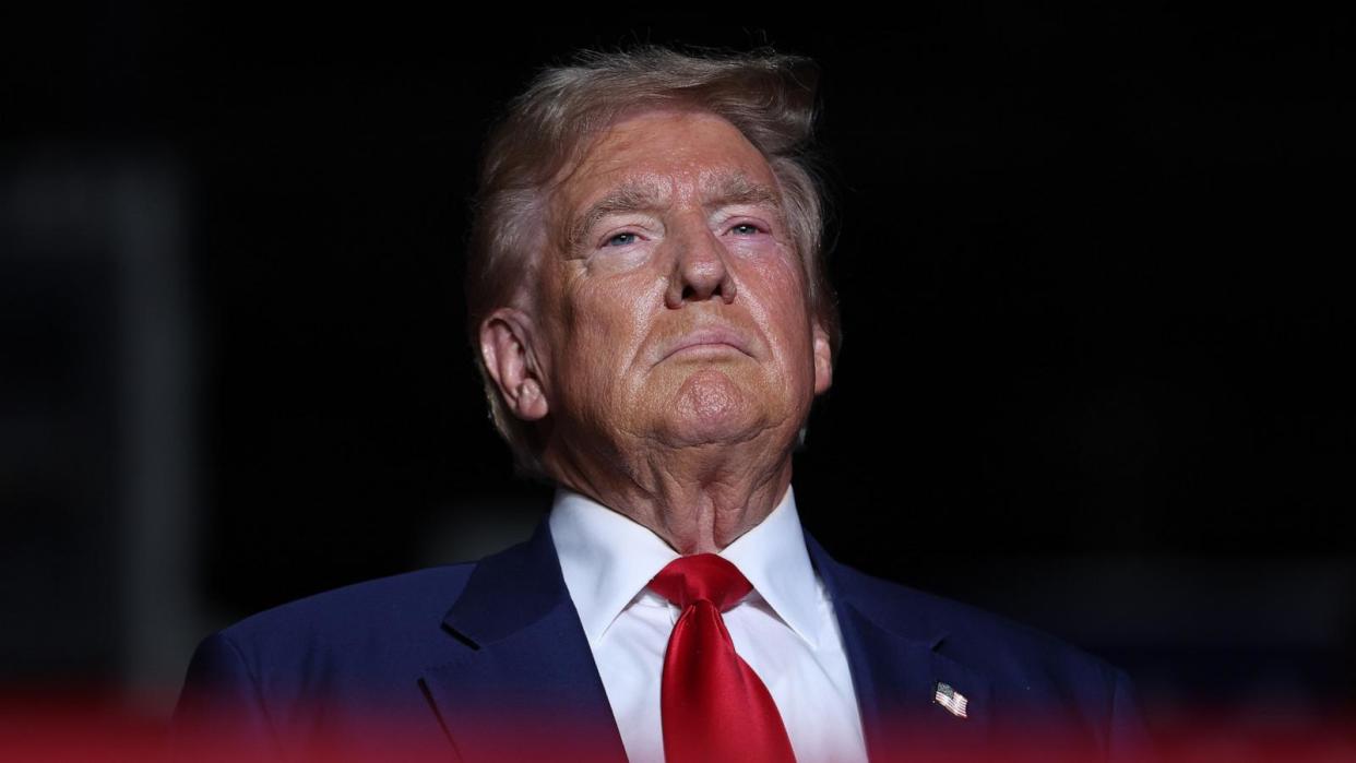 PHOTO: Republican presidential candidate and former President Donald Trump looks like this during a campaign rally on September 13, 2024 in Las Vegas. (Justin Sullivan/Getty Images)