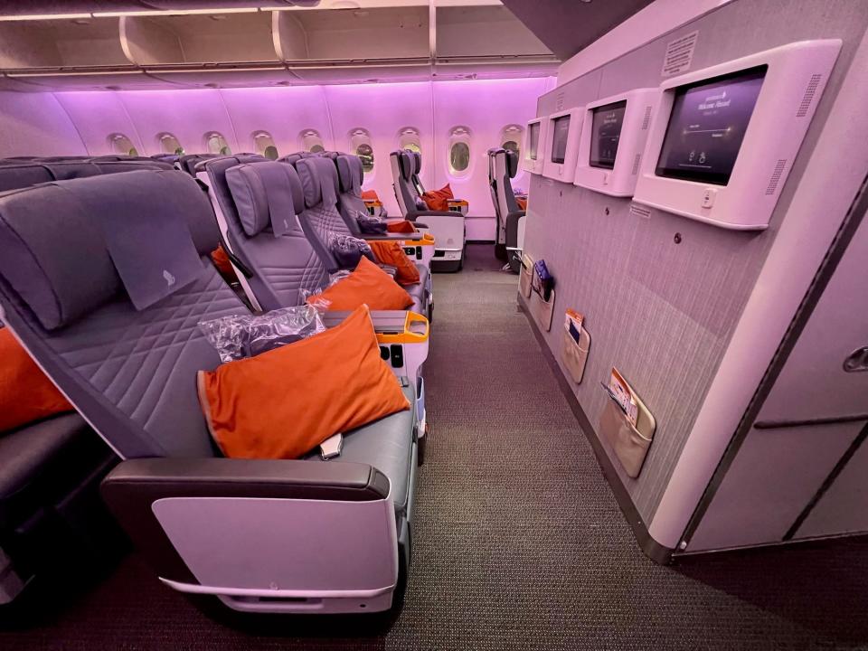 The first row of Singapore's premium economy cabin.