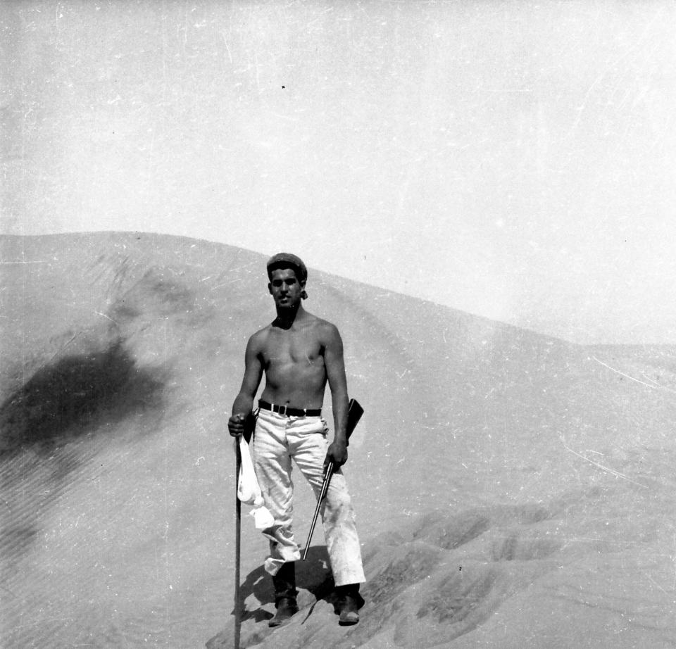 Frank Bogert at the dunes outside of Palm Springs, circa 1928.