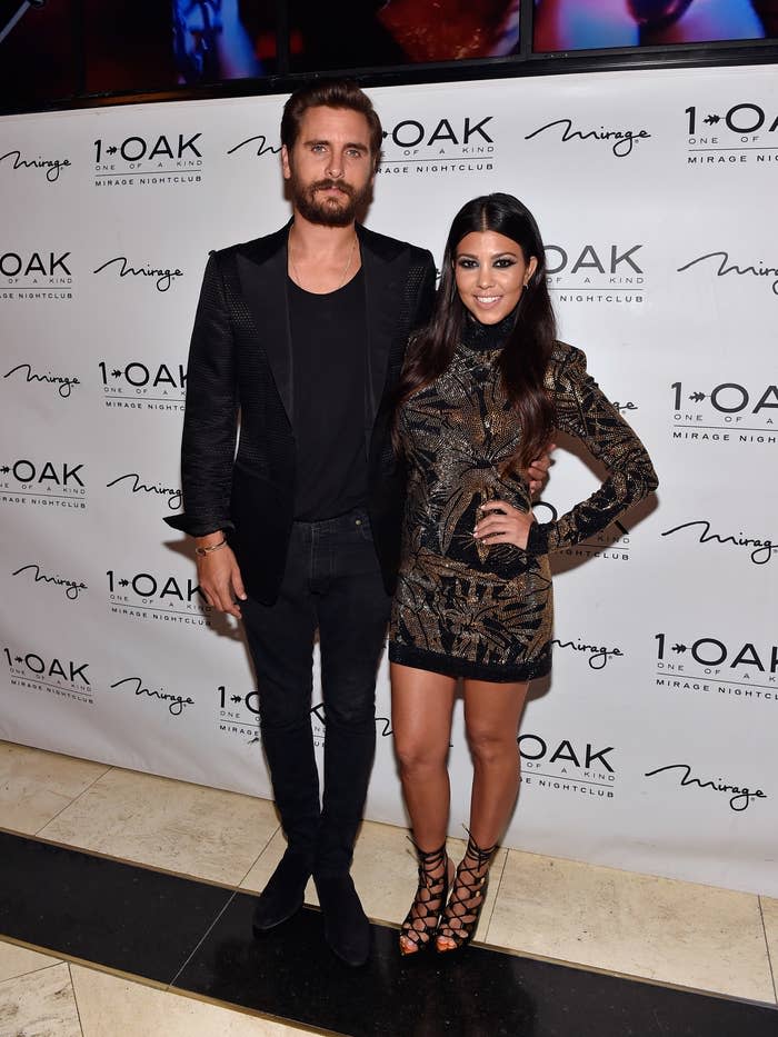 The former couple posing for photographers at a media event