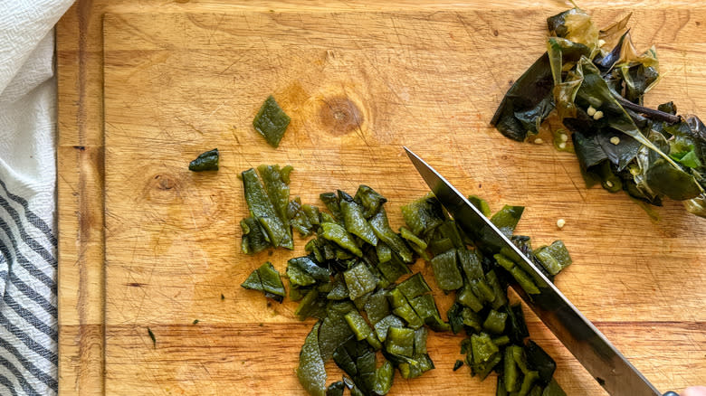 knife chopping poblanos