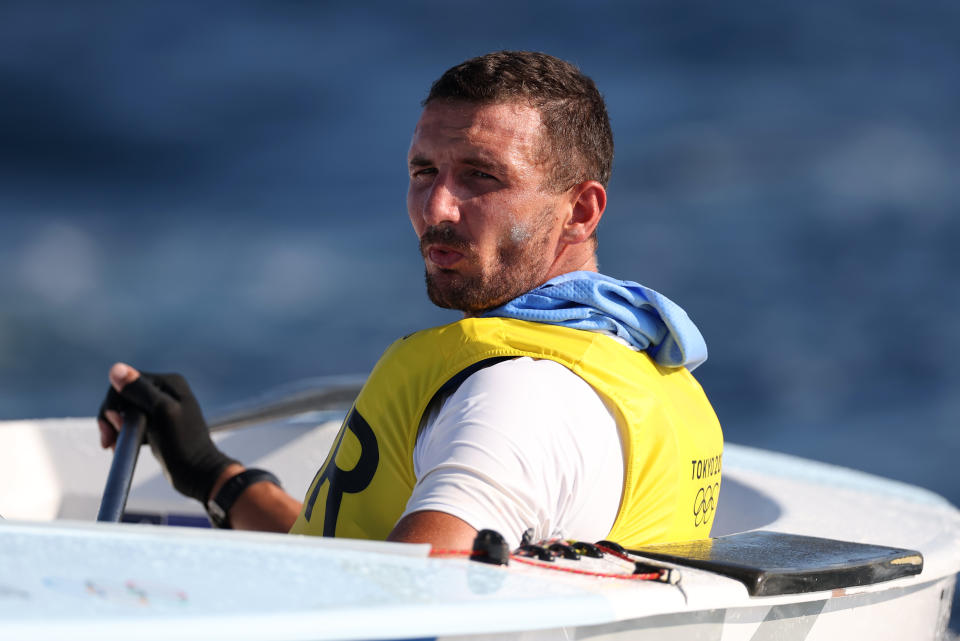 Scott, 34, captured Finn glory in Rio and now leads his Tokyo rivals in the Enoshimo water