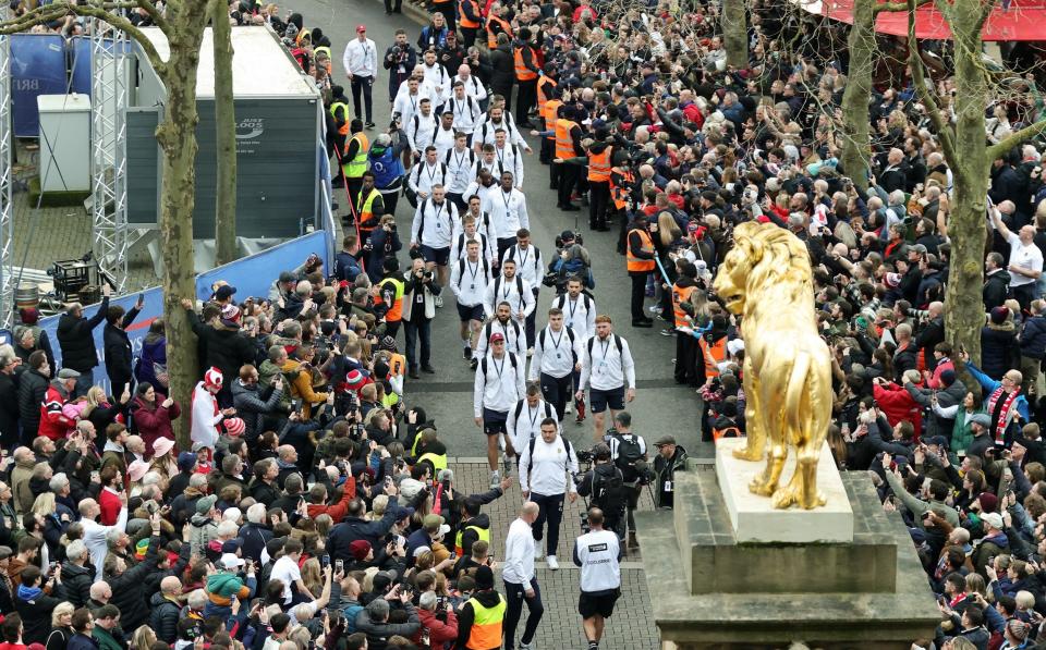 Jamie George leads England into Twickenham ahead of the match with Wales