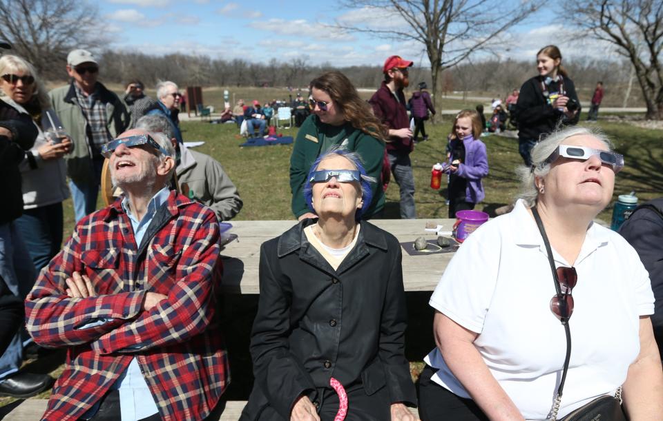 Residents of Story County enjoy solar eclipse view at McFarland Park on Monday, April 8, 2024, in Ames, Iowa.