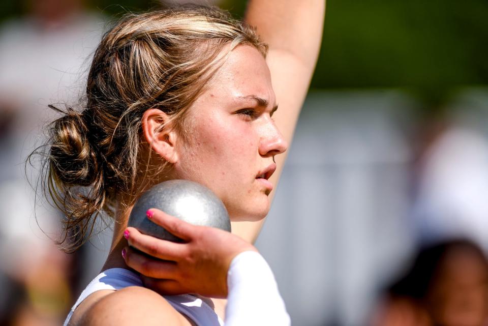 Howell's Sophie Daugard won shot put at the state Division 1 track and field meet on Saturday, June 3, 2023 at Rockford High School.