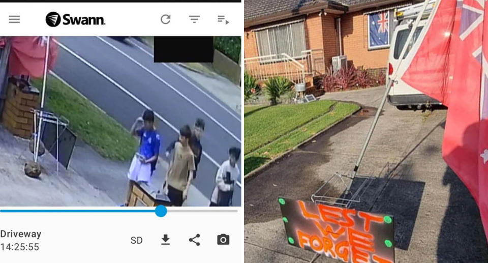 The sweet driveway moment was captured on a home security camera. Source: Reddit